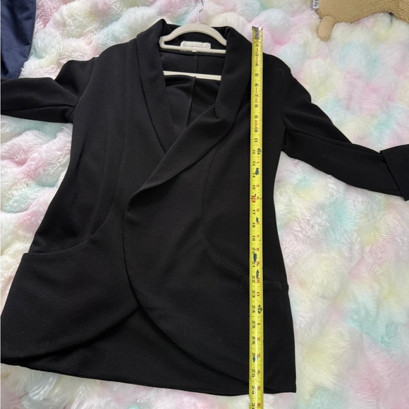 French Mauve Black Open Front Shawl Collar Blazer - Size M - Picture 7 of 8